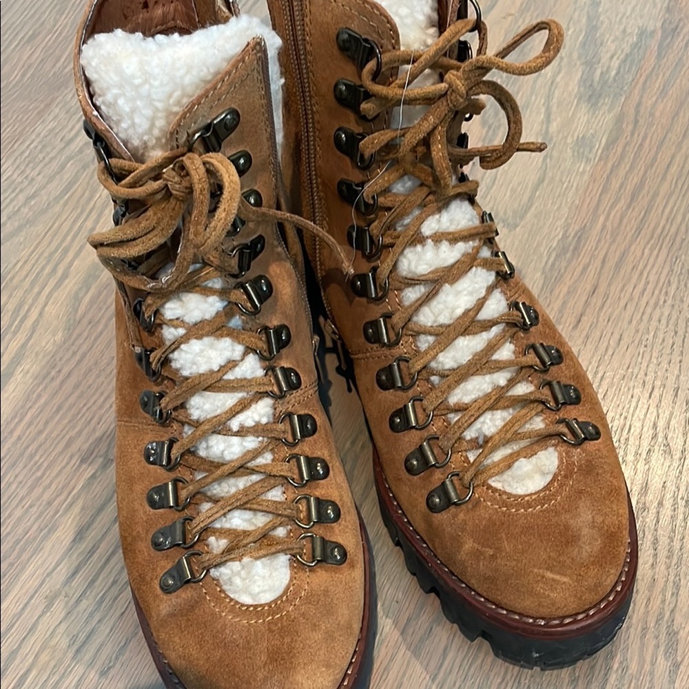 Jeffrey Campbell Brown Lace Up Boots with Rugged Design